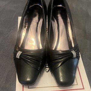 Pierre Dumas Black Heels with Rhinestone Embellishment